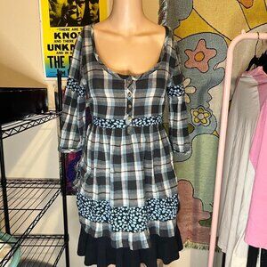 Free People Floral + Plaid Tie Top